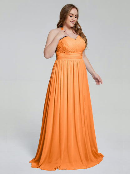 Presley Halter Split Plus Size Long Bridesmaid Dresses