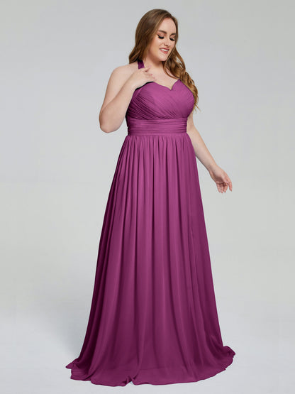 Presley Halter Split Plus Size Long Bridesmaid Dresses