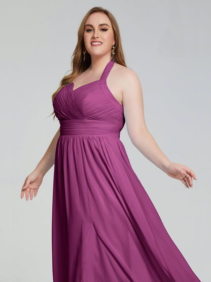 Presley Halter Split Plus Size Long Bridesmaid Dresses