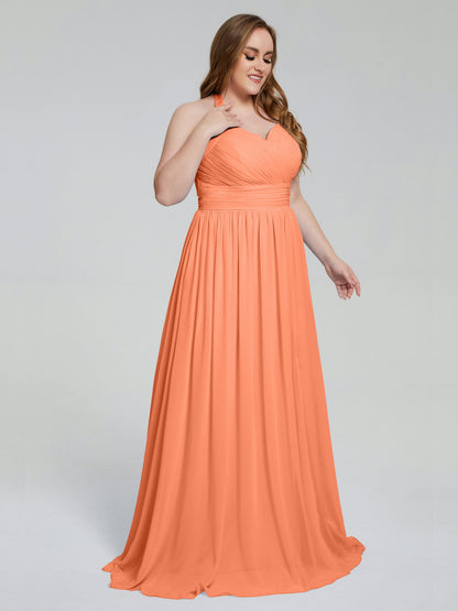 Presley Halter Split Plus Size Long Bridesmaid Dresses