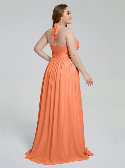 Presley Halter Split Plus Size Long Bridesmaid Dresses