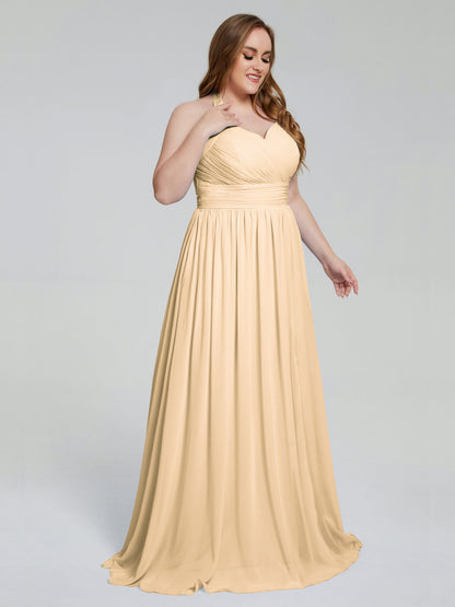Presley Halter Split Plus Size Long Bridesmaid Dresses