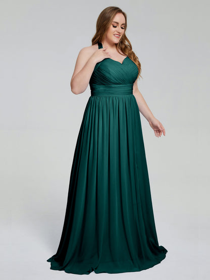 Presley Halter Split Plus Size Long Bridesmaid Dresses