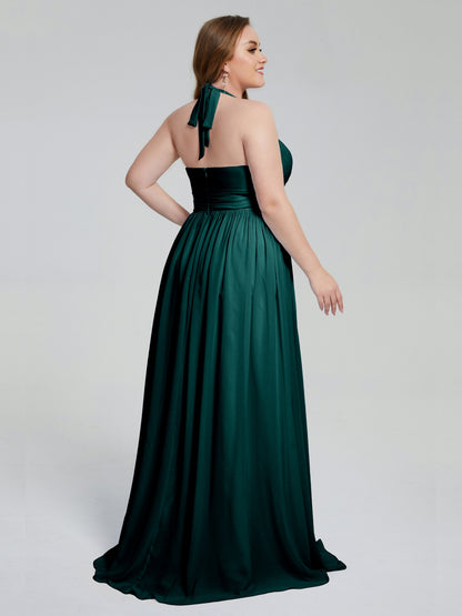 Presley Halter Split Plus Size Long Bridesmaid Dresses
