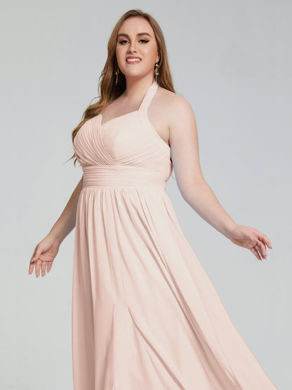 Presley Halter Split Plus Size Long Bridesmaid Dresses