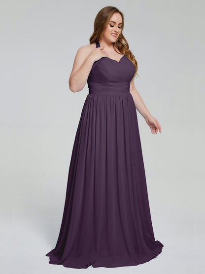 Presley Halter Split Plus Size Long Bridesmaid Dresses