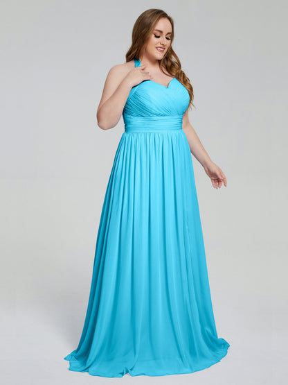 Presley Halter Split Plus Size Long Bridesmaid Dresses