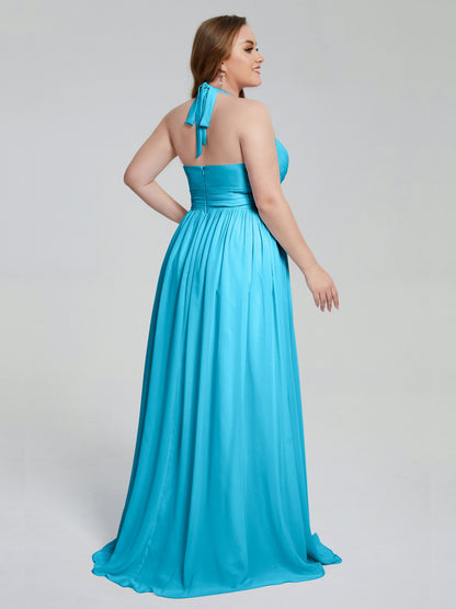 Presley Halter Split Plus Size Long Bridesmaid Dresses
