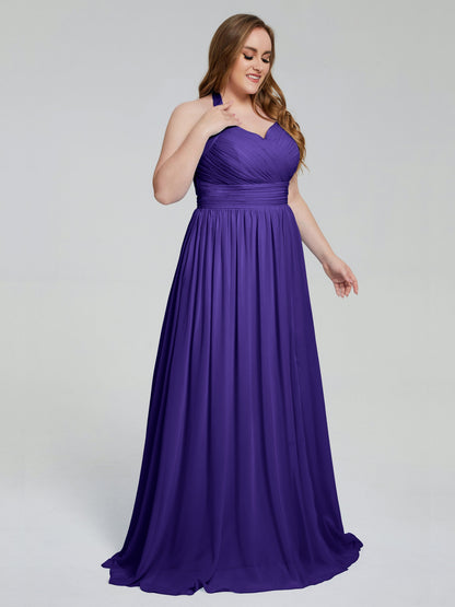 Presley Halter Split Plus Size Long Bridesmaid Dresses