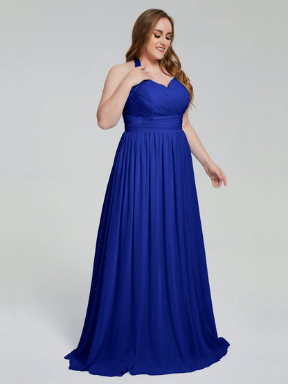 Presley Halter Split Plus Size Long Bridesmaid Dresses
