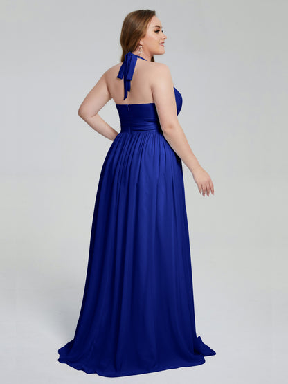 Presley Halter Split Plus Size Long Bridesmaid Dresses