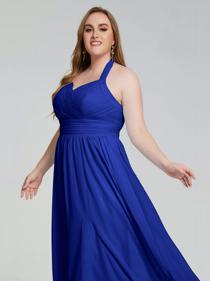 Presley Halter Split Plus Size Long Bridesmaid Dresses