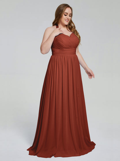 Presley Halter Split Plus Size Long Bridesmaid Dresses