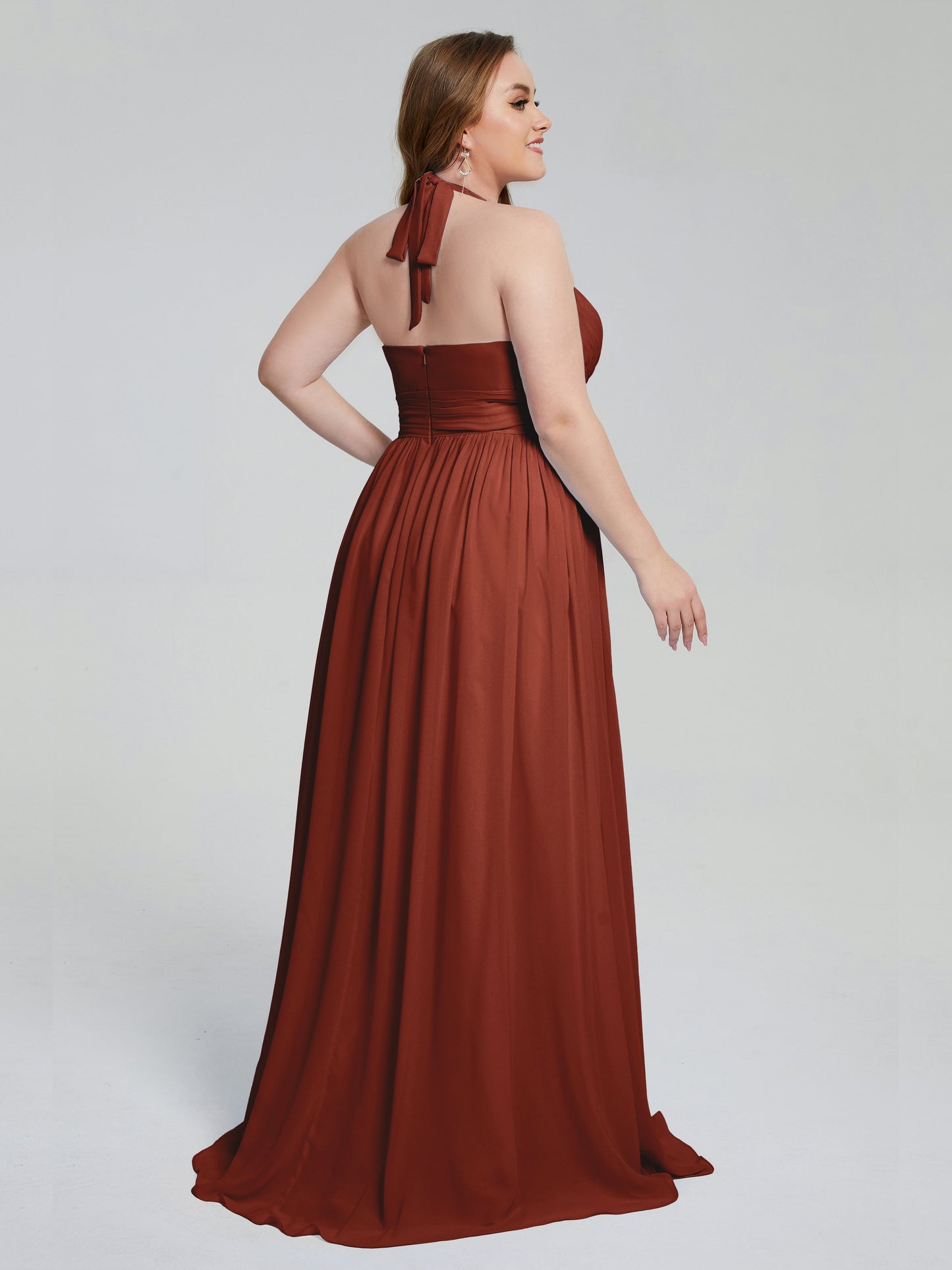 Presley Halter Split Plus Size Long Bridesmaid Dresses