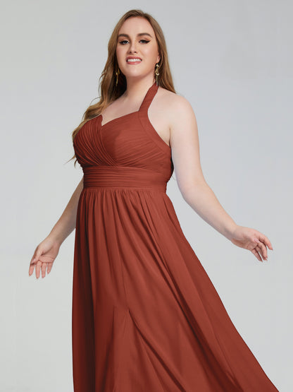 Presley Halter Split Plus Size Long Bridesmaid Dresses