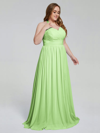 Presley Halter Split Plus Size Long Bridesmaid Dresses