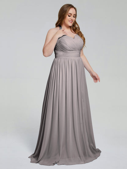 Presley Halter Split Plus Size Long Bridesmaid Dresses