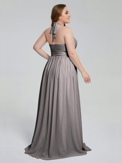 Presley Halter Split Plus Size Long Bridesmaid Dresses