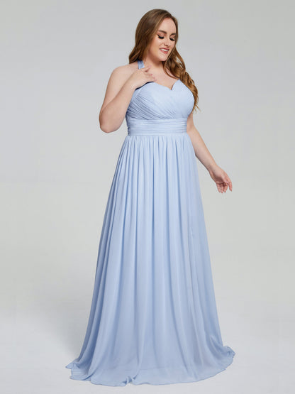 Presley Halter Split Plus Size Long Bridesmaid Dresses