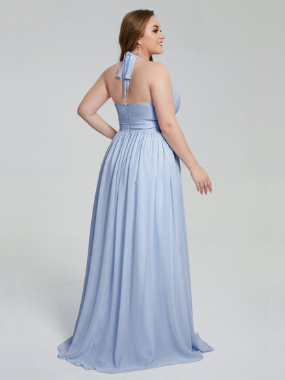 Presley Halter Split Plus Size Long Bridesmaid Dresses