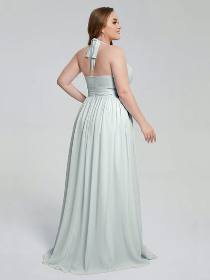 Presley Halter Split Plus Size Long Bridesmaid Dresses