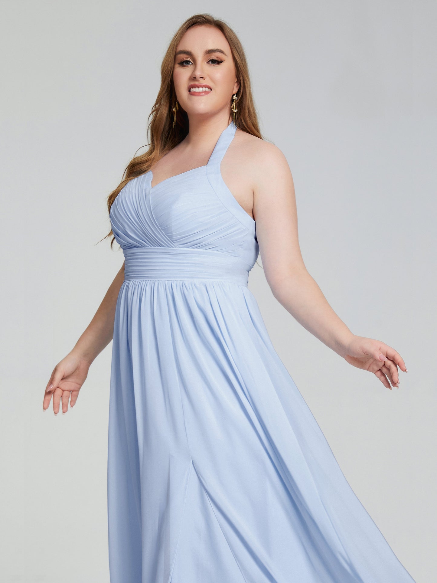 Presley Halter Split Plus Size Long Bridesmaid Dresses