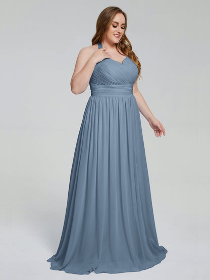 Presley Halter Split Plus Size Long Bridesmaid Dresses