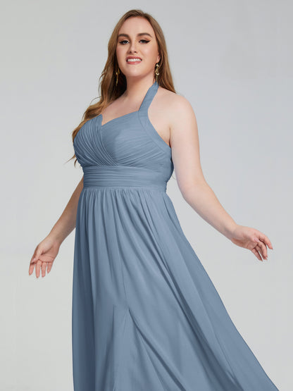 Presley Halter Split Plus Size Long Bridesmaid Dresses