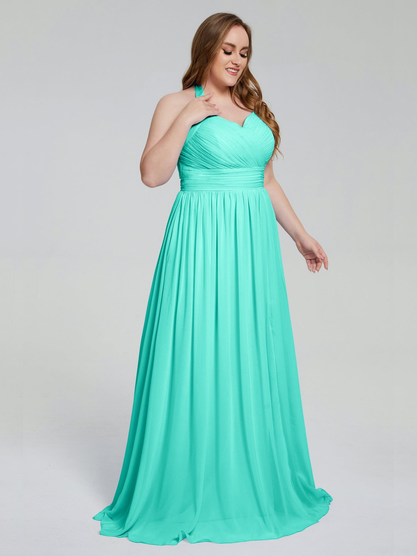 Presley Halter Split Plus Size Long Bridesmaid Dresses