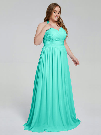 Presley Halter Split Plus Size Long Bridesmaid Dresses