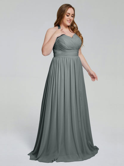 Presley Halter Split Plus Size Long Bridesmaid Dresses