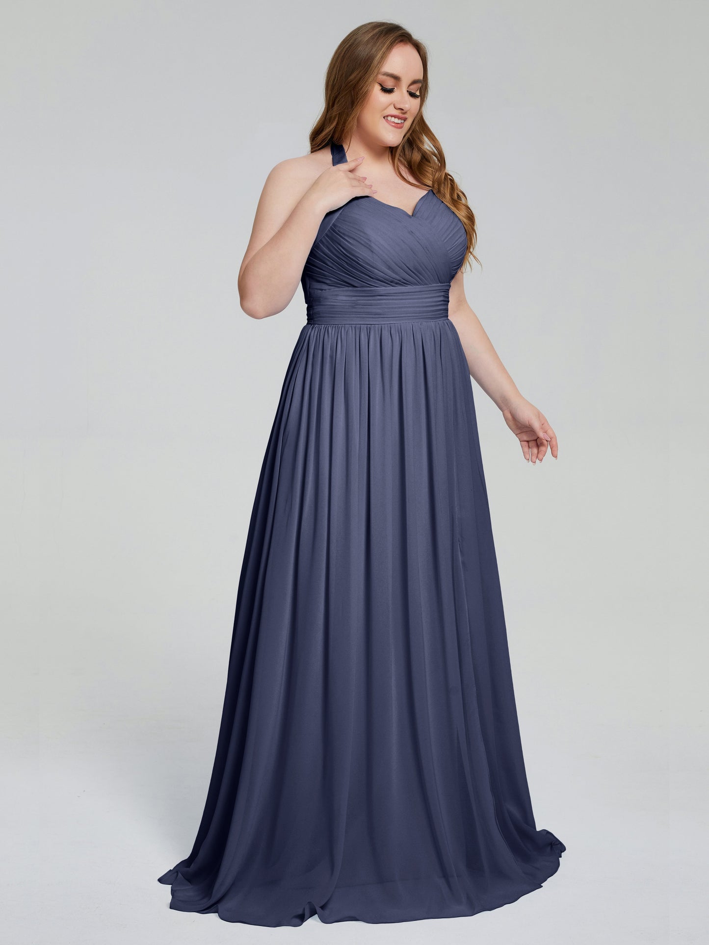 Presley Halter Split Plus Size Long Bridesmaid Dresses