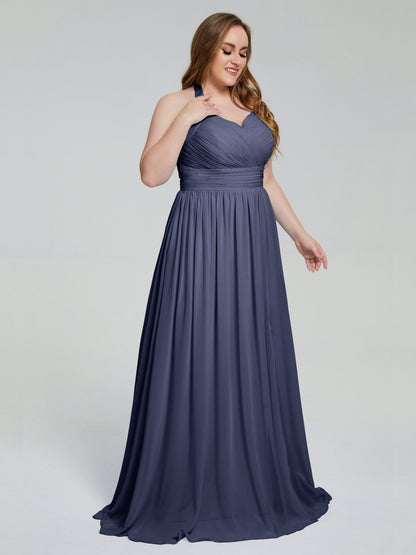 Presley Halter Split Plus Size Long Bridesmaid Dresses