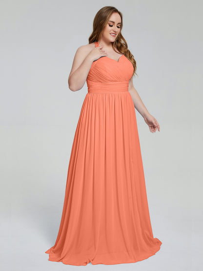 Presley Halter Split Plus Size Long Bridesmaid Dresses