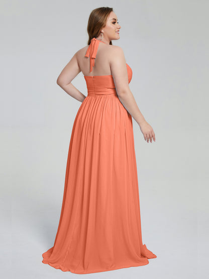 Presley Halter Split Plus Size Long Bridesmaid Dresses
