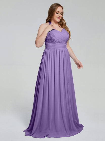 Presley Halter Split Plus Size Long Bridesmaid Dresses