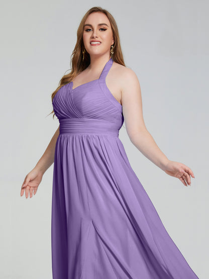 Presley Halter Split Plus Size Long Bridesmaid Dresses