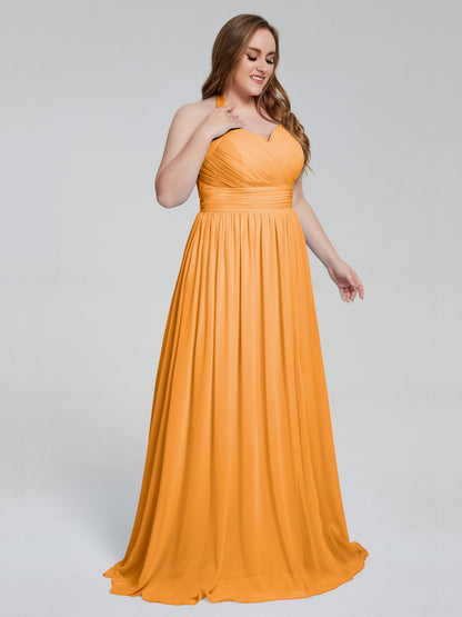 Presley Halter Split Plus Size Long Bridesmaid Dresses