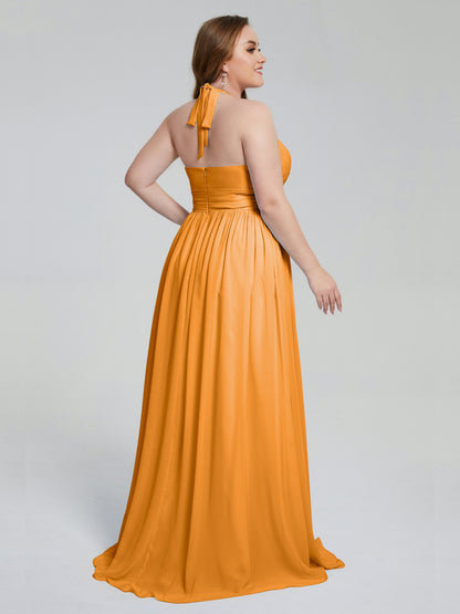 Presley Halter Split Plus Size Long Bridesmaid Dresses