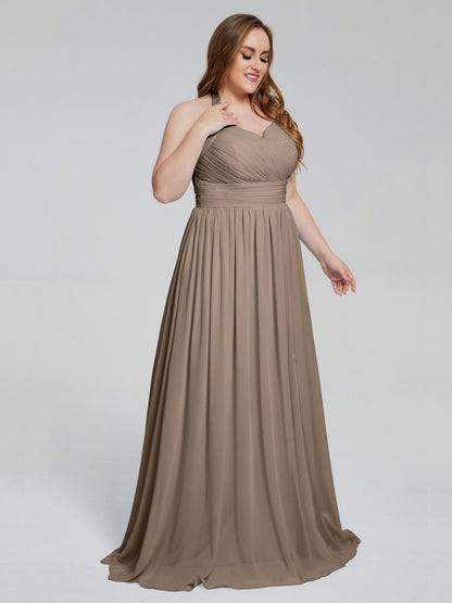 Presley Halter Split Plus Size Long Bridesmaid Dresses