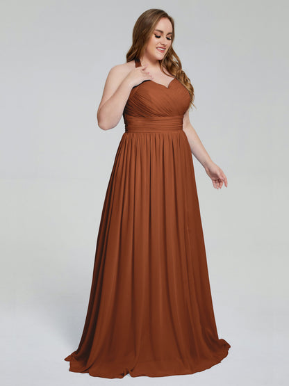 Presley Halter Split Plus Size Long Bridesmaid Dresses