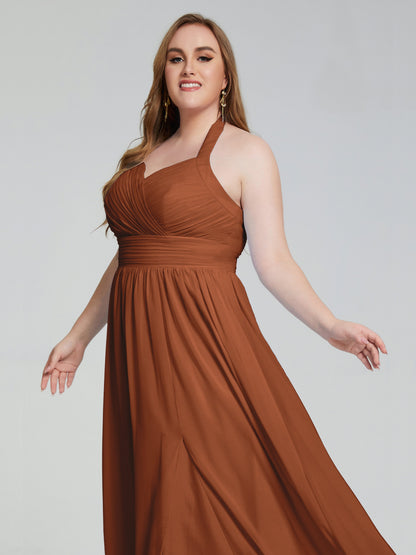 Presley Halter Split Plus Size Long Bridesmaid Dresses