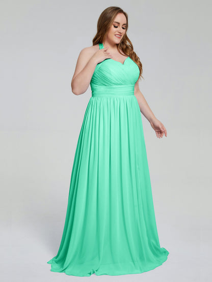 Presley Halter Split Plus Size Long Bridesmaid Dresses