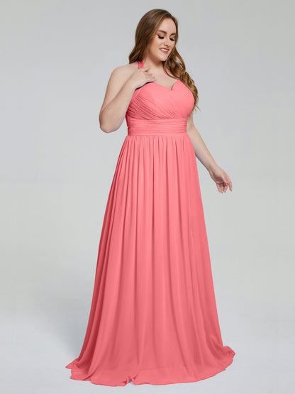 Presley Halter Split Plus Size Long Bridesmaid Dresses