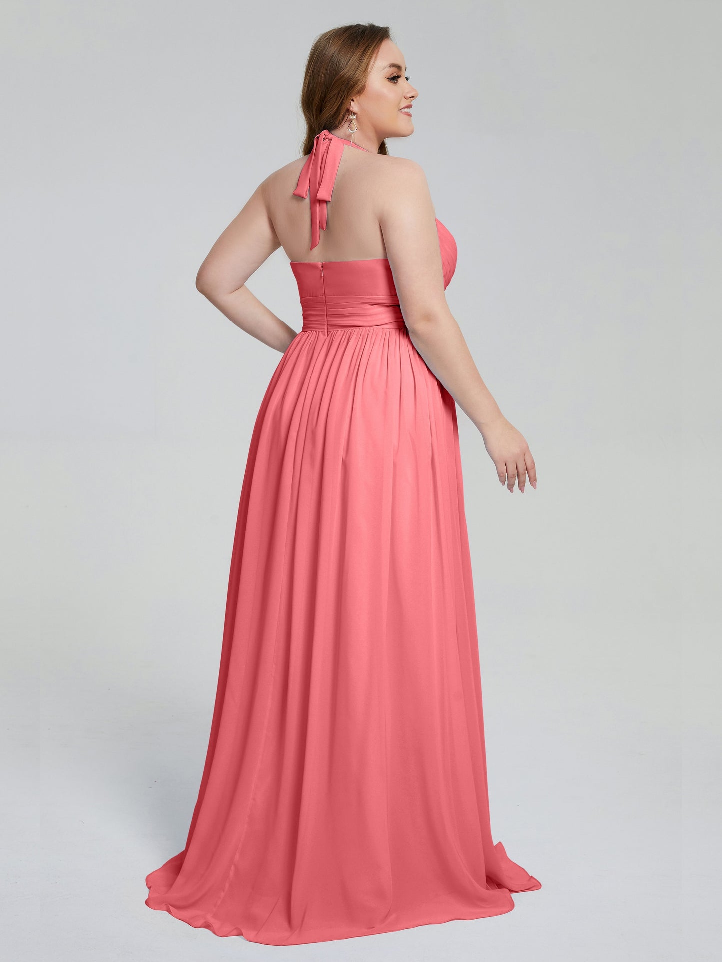 Presley Halter Split Plus Size Long Bridesmaid Dresses
