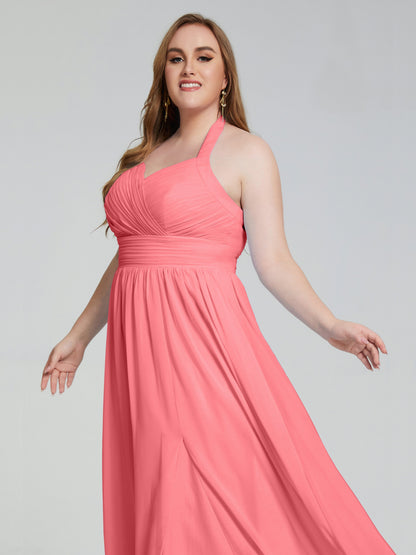 Presley Halter Split Plus Size Long Bridesmaid Dresses
