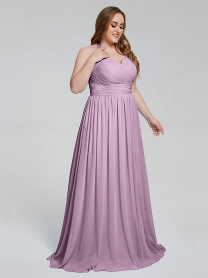 Presley Halter Split Plus Size Long Bridesmaid Dresses