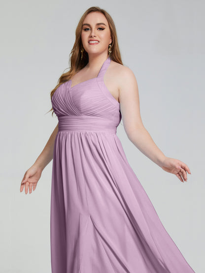 Presley Halter Split Plus Size Long Bridesmaid Dresses