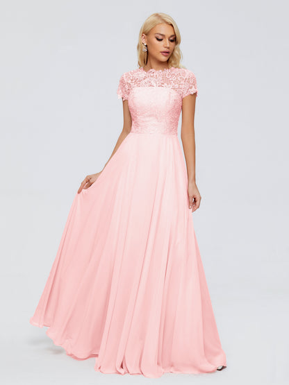 Cicinia Rose A-Line Cap Sleeves Lace Bridesmaid Dresses With Pockets