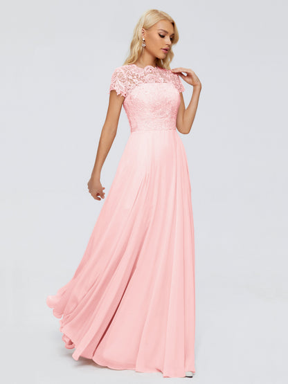 Cicinia Rose A-Line Cap Sleeves Lace Bridesmaid Dresses With Pockets